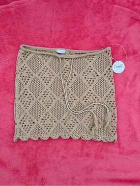 Altar'd State Beige Crochet Knit Swim Coverup Skirt